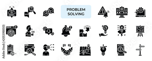 Schilderij op canvas Problem Solving Icon set Collection in Solid Glyph Style