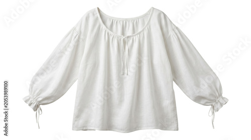 Fotografie White peasant style off-shoulder blouse