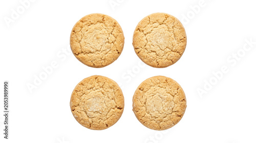Four Round Cracked Peanut Butter Cookies.