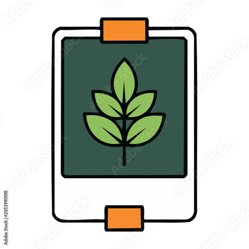 Cartoon leaf in frame vector illustration