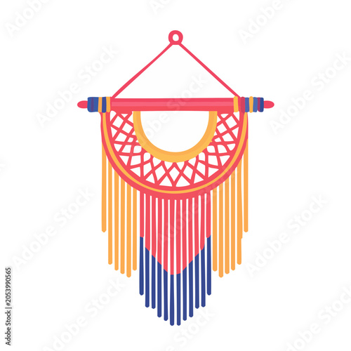 Flat Illustration of Macrame Wall Hanging