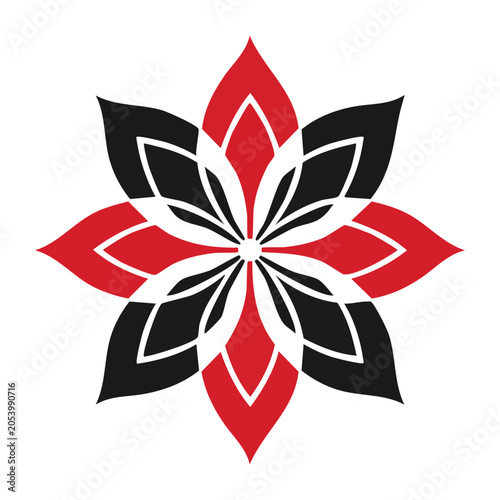 Red and Black Geometric Floral Design