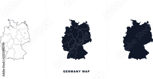 Germany map, outline, filled, and silhouette