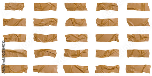 Realistic adhesive tape collection Sticky scotch tape of different sizes. Vector illustration.