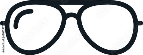 Minimalist aviator sunglasses icon, outline style, isolated on white