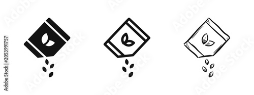 Foto Seeds Sowing Icon Set - Planting, Gardening, and Growth Symbols in Different Sty