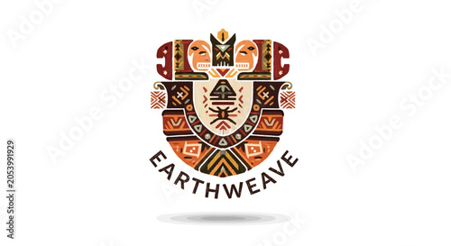 Tribal Geometric Emblem Featuring Ancient Earth Inspired Patterns and Intricate Craftsmanship Design