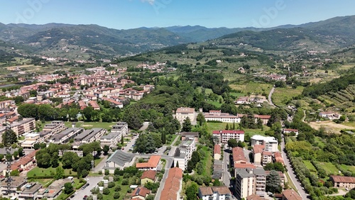 Konstfotografi Drone aerial view of Pistoia historic center during summer morning light