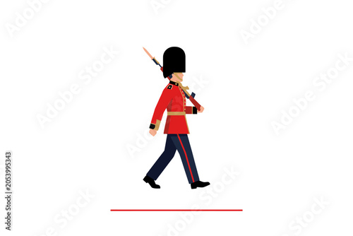 Valokuva British Royal Guard marching with rifle illustration