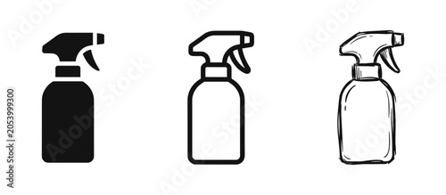Photos Cleaning Spray Bottle Icons for Hygiene and Sanitization