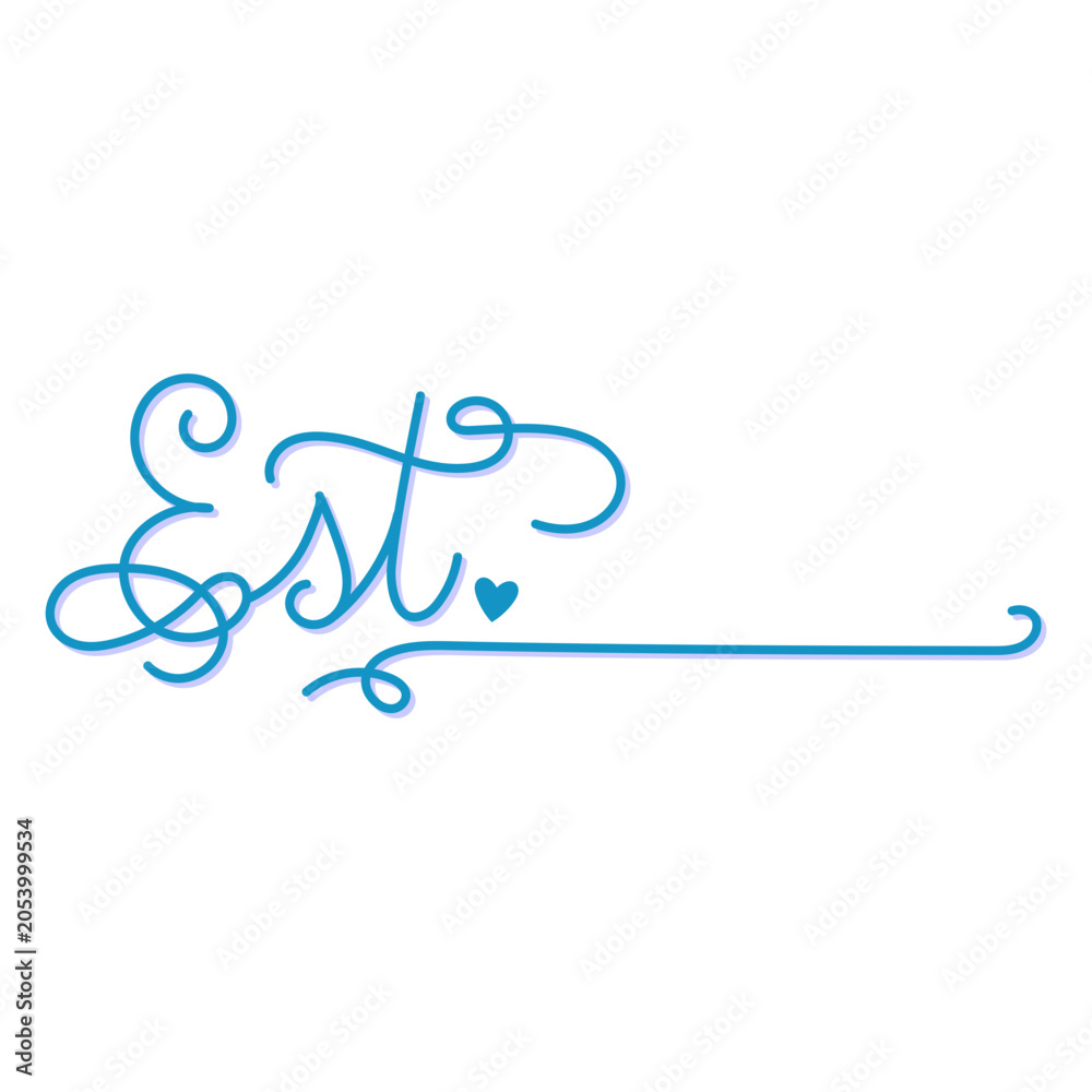 Naklejka premium The word est written in blue