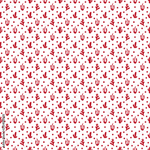 Seamless Pattern of Red and Pink Hearts on White Background