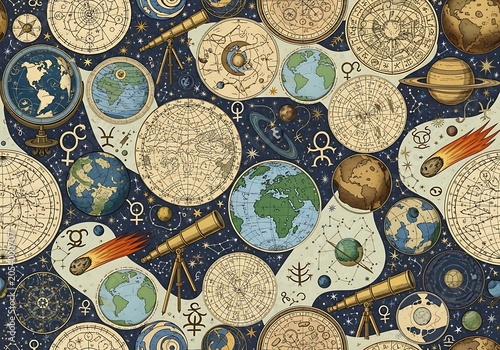 Cosmic Cartography - A Celestial Tapestry of Planets and Telescopes.