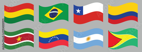 Photos South America country flags vector icons set