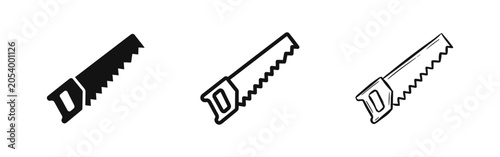 Konstfotografi Hand saw icon set for carpentry and construction in solid outline and hand drawn
