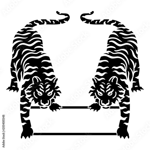Canvastavla Intricate tiger illustration with dynamic posture