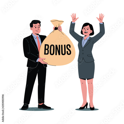 Business professionals celebrating financial bonus and company profit success