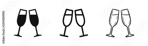 Canvas Print Toasting Champagne Glasses Icons for Celebration and Events