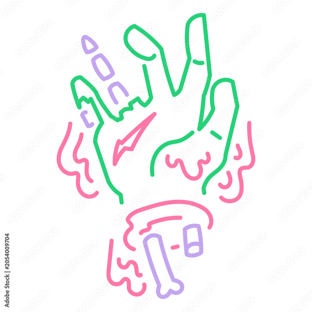 Fototapeta premium Neon sign with a zombie hand