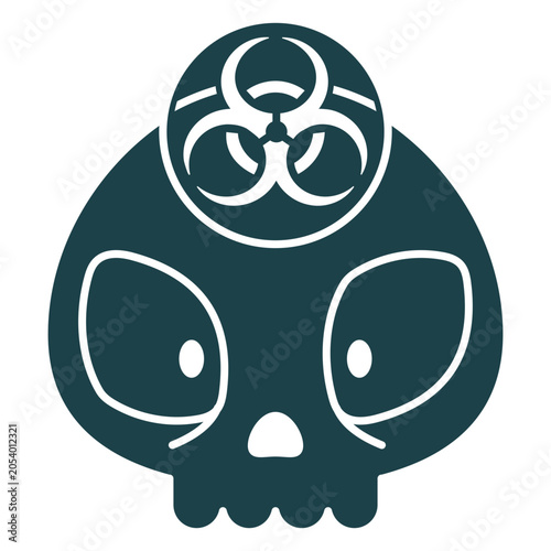 Foto Black skull with biohazard symbol