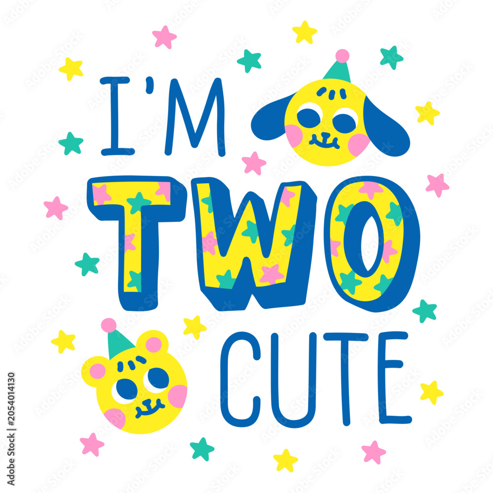 Fototapeta premium Two sweet birthday animal quote