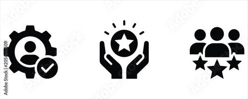Corporate Core Values and Customer Experience Benefit Icon Set