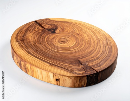 Rustic, oval wooden cutting board with intricate grain and cracks