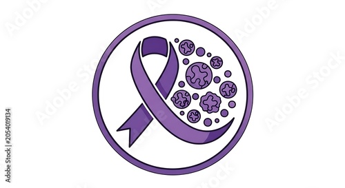 Lupus Awareness Ribbon with Cells in Circle Symbol.