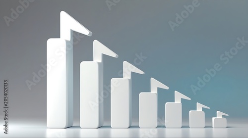 White bar graph showcasing diminishing results with stylized flag icons on top of columns.