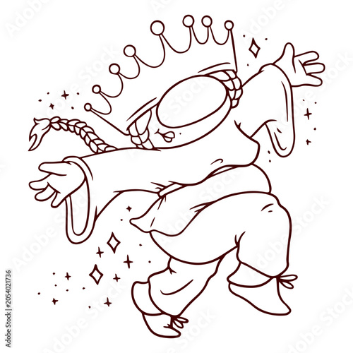 Εκτύπωση καμβά Dancing gnome with a crown