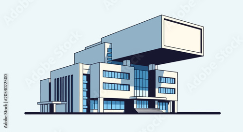 Fényképezés Modern office building with billboard.