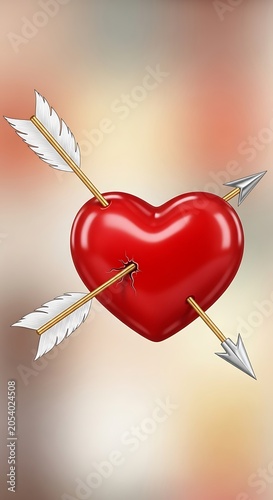 Heart pierced by arrows - A symbol of love and Valentines Day.