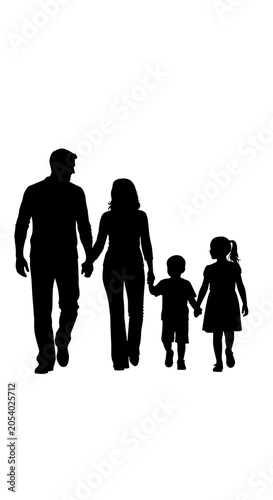 Silhouette Family Walking Together - A Symbol of Unity and Togetherness.