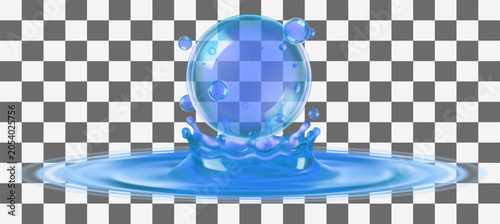 illustration blue water splash crown circular ripples glossy transparent water ideal cosmetics, skincare, and refreshing beverage