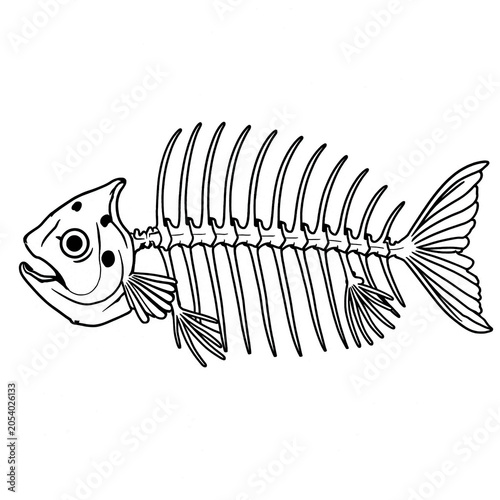 Fish Skeleton Bone Line Art Icon