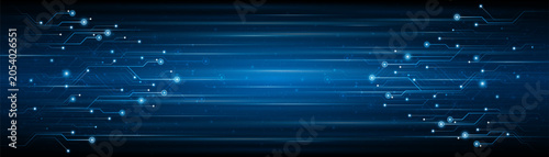 Foto Blue glowing lines with light effect on dark background