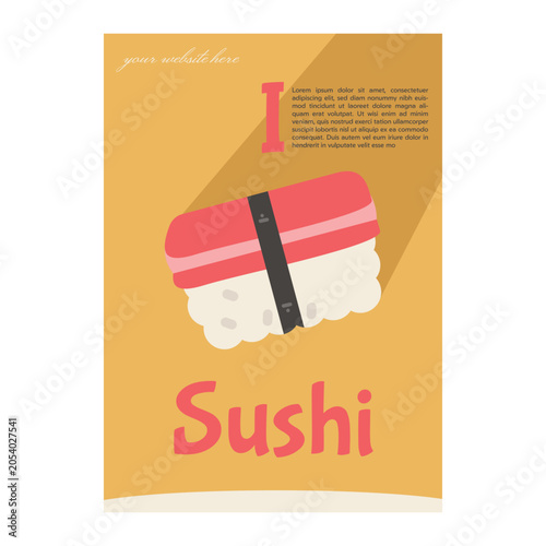 Japanese Sushi Restaurant Poster Collection Vector Set Food Promotion Flyer Templates with Cute Sushi Characters