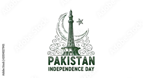 Pakistan Independence Day Minar e Pakistan Illustration.
