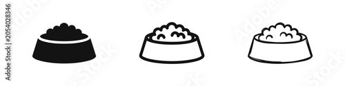 Foto Pet Food Bowl Icon Set with Solid Outline and Hand Drawn Sketch Styles for Cat D
