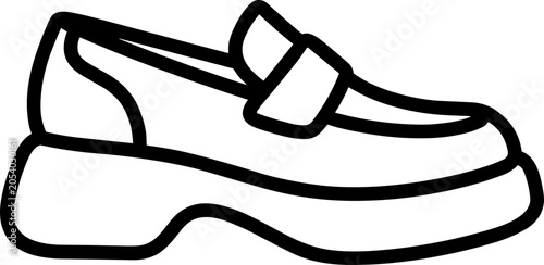 Valokuva Platform Loafer Shoe Icon: Outline Drawing of Chunky Sole Footwear