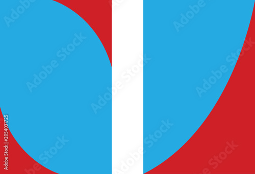 Tableau sur toile Abstract red and cyan blue graphic background with a vertical white dividing lin