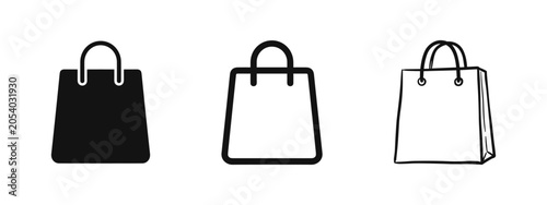 Obraz na plátně Shopping bag icon set, retail paper bag vector illustration