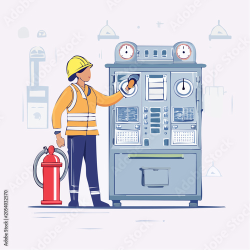 Industrial worker operating control panel