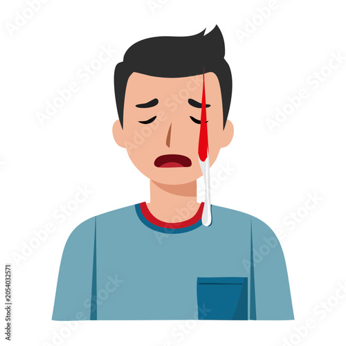 Man with Thermometer Flat Illustration