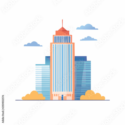 Modern Skyscraper Building with Clouds