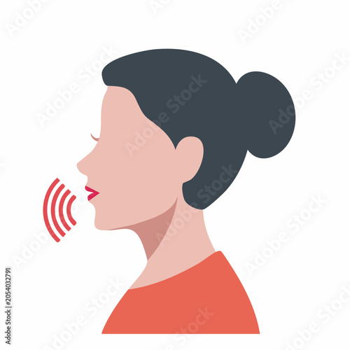 Woman Speaking or Voicing Sound Waves