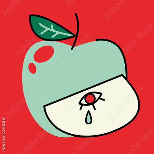 Apple Cut in Half with Eye on Slice