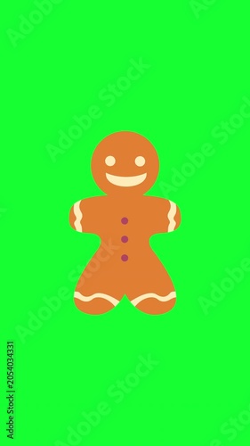 Gingerbread Cookie Character Green Screen Animation