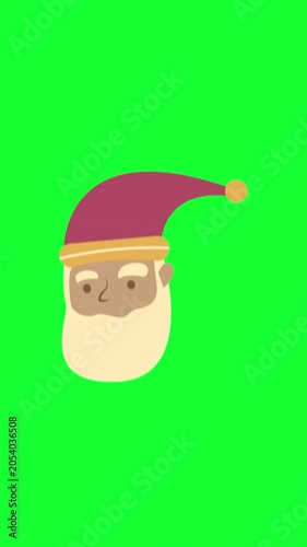 Santa Claus Head Green Screen Animation