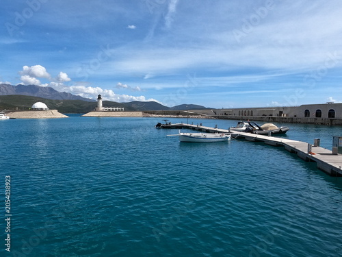 Luštica Bay Marina with Lighthouse and Turquoise Adriatic Sea in Montenegro